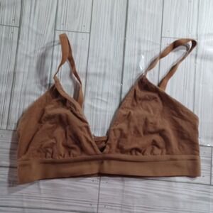 Auden Womens Brown Triangle Bralette Adjustable Straps V-Neck Size Medium